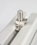 M8x25mm T Slot Drop-In Bolt And M8 Hex Nut Set, 30 Pack in use with 40 Series aluminum profile, showcasing bolt in slot.