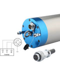 Beefed-Up 5.5kW Water-Cooled CNC Spindle Motor With 4 Ceramic Ball Bearings, 125mm mount, blue end cap, cable connector, ER32 Collet