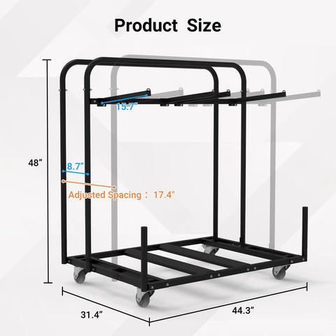 Heavy Duty Folding Chair And Table Rack Cart For Events And Venues Holds 10 To 16 Chairs And 4 To 8 Tables Powder Coated Steel Black Frame