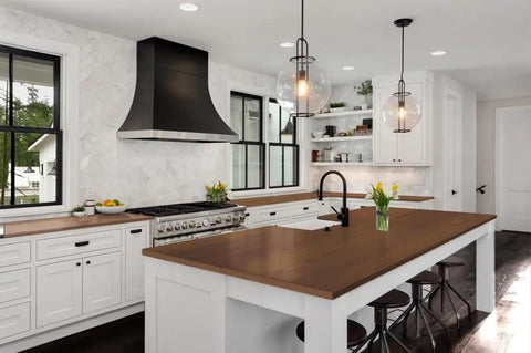 Smooth Operator Liquid Wood Gel Stain on kitchen cabinets and island with dark oak finish in modern kitchen setting.