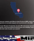 Map of California highlighting MIP's location with text about 100% American made products; includes Gen 2 Amber Handle Metric Ball End Hex Screwdriver 2.0mm For RC Cars, Drones, Helicopters And FPV Racing - The Go-To Hex Tool For Builders And DIY Hobbyists