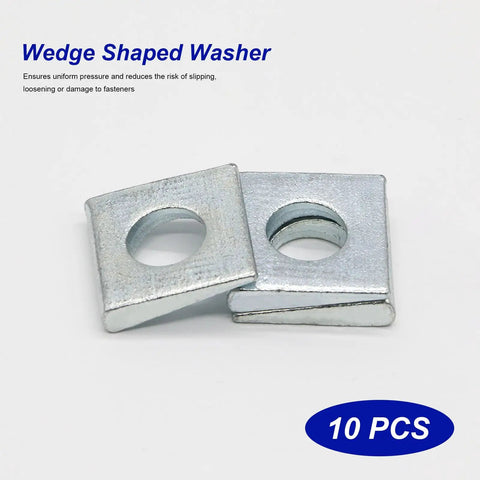 10 Pack 1/2 Inch Beveled Square Washers Steel Wedge Fasteners level your build with two zinc coated square washers.