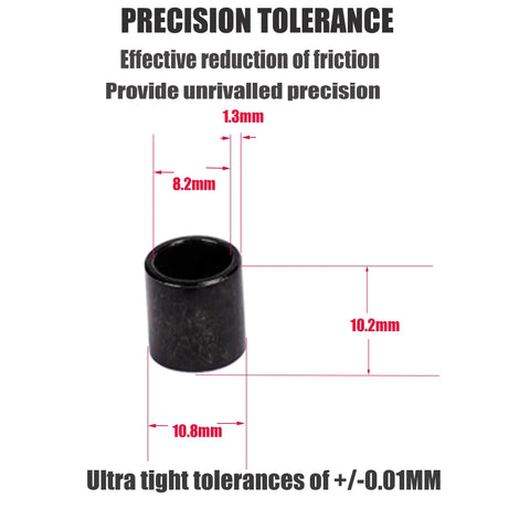 Precision tolerance black spacer from Purple Skateboard Hardware Kit with 8 bolts and 8 nuts, measurements labeled in mm.