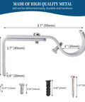 Diagram of Heavy Duty Adjustable Curtain Rod Brackets For 1 Inch Rods, Silver Color, with dimensions and screws