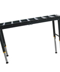Intsuprmai 9 Roll Adjustable Conveyor Stand Table with chrome plated cylinders, 16.1 inch wide, height adjustable.