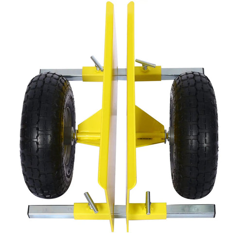 Heavy Duty Panel Dolly With 10 Inch Pneumatic Wheels All Terrain Moving Cart Featuring Adjustable Clamp Grip For Bulletproof Drywall Hauling And Straight Up Beast Appliance Moving Yellow