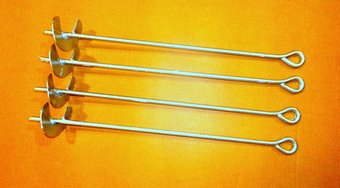 Half Inch By Thirty Inch Screw Anchor Set With Four Inch Helix Pack Of Four Galvanized Anchors on orange background