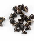 Premium Flat Head Brass Rivets And Copper Hardware Screws 20 Piece 5Mm Set for reliable leather crafting fastenings.