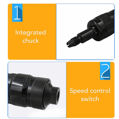 Top Shelf High Speed Air Powered Die Grinder Bad Boy At 24000 Rpm showing integrated chuck and speed control switch for precise use.