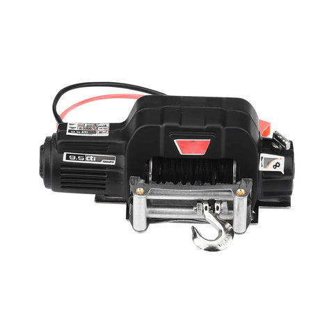 Top Notch 1/10 Scale RC Crawler Winch Set With Control System, Fairlead And Hook For HSP And Axial Off Road Crawling Cars Ready To Roll, showing detailed winch mechanism and hook.