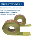 Two rolls of Heat Resistant Teflon Tape for Heat Sealers and VFFS Machines, PTFE Coated Fiberglass with yellow liner, specifications shown.