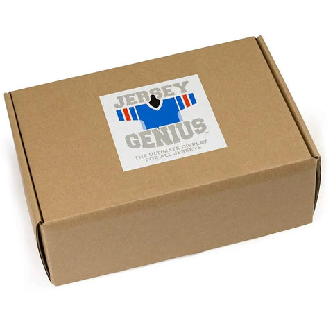 Packaging box for Jersey Display Hanger For Wall Adjustable Pivot Joint That Shapes To Fit Any Sport No Brainer One Pack
