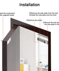 Installation steps of Built Like A Tank Magnetic Door Lock With 1200lbs Grip Electromagnetic Access Control DC 12V on a wooden door.
