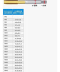 Chart of tap sizes for Electric CNC Tapping Machine 600W For M2 To M12, Vertical Universal Type with chucks, dimensions listed.