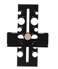 Heavy Duty Adjustable Wood Dowel Maker Jig Kit With Dual Aluminum Blades For Electric Drills, top view showing multiple hole sizes.