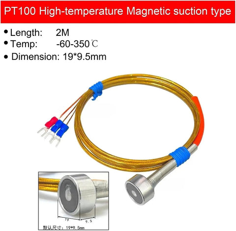 K Type Thermocouple Magnetic RTD Sensor Temperature Magnetic Mount Surface Mount Probe Gold 2 Meters Built Tough