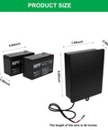 Heavy Duty Steel Battery Box With Two 12V 7Ah Lead Acid Cells For 12Volt To 24Volt Driveway Swing Gate Openers product size and dimensions shown.