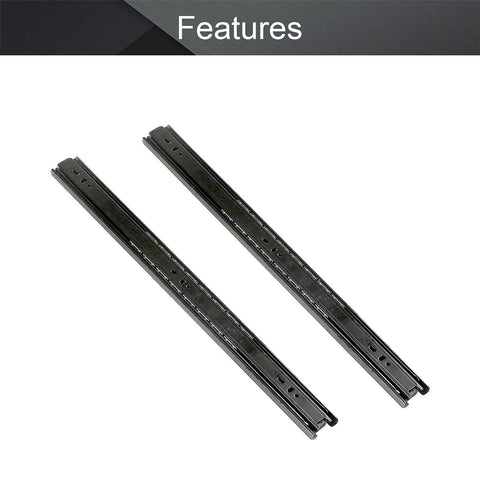 Beefy 14 Inch Full Extension Drawer Slides With Ball Bearing Track 40mm Wide Cold Rolled Steel Black 100 Lb Capacity 1 Pair