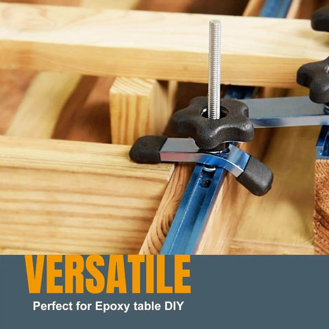 Four Pack T-Track Hold Down Clamp Set With Mini And Standard Clamps Includes Bolts Washers And Five-Star Knobs in use on wood