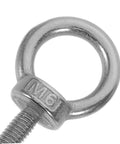 M6x20 Stainless Steel Eyebolts With Closed Ring And Hole For Concrete Anchoring, Beefy Heavy Duty Eye Screws With Nylon Nuts For Vibration Dampening, Super Secure Mounting For Hooks, Decor, And Industrial Projects close-up