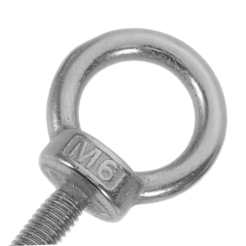 M6x20 Stainless Steel Eyebolts With Closed Ring And Hole For Concrete Anchoring, Beefy Heavy Duty Eye Screws With Nylon Nuts For Vibration Dampening, Super Secure Mounting For Hooks, Decor, And Industrial Projects close-up