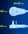 3 Foot White Extension Cord With 360 Degree Rotating Flat Plug, Space Saving Short Power Cable, 16 Gauge 3 Prong Grounded