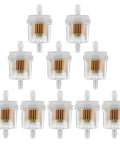 One Quarter Inch Inline Fuel Filter 40 Micron Universal Pack Of 10 For Motorcycle Mini Bike Dirt Bike Moped ATV Scooter