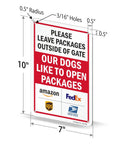 Keep Those Paws Off My Porch Package Drop Off Gate Sign With Major Courier Logos 10 By 7 Inch rust proof aluminum yard notice for package delivery.