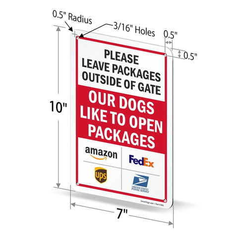 Keep Those Paws Off My Porch Package Drop Off Gate Sign With Major Courier Logos 10 By 7 Inch rust proof aluminum yard notice for package delivery.