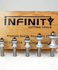 Heavy Duty Bullnose Router Bit Set With Bearing Guide, Beefy CNC Machined Carbide Tips, Pro Grade shop hardware, six router bits.