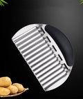 NULIZL stainless steel crinkle cutter with a black ergonomic handle; wavy blade for slicing potatoes and vegetables