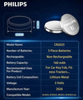 Family Approved CR2025 3V Lithium Coin Batteries 5 Pack with specifications for reliable performance and safety.