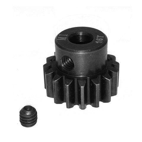 Mod 1 Pinion Gear 5mm Bore 16T 1 8th Scale Beefed Up Steel Pinion For 5mm Shaft RC Cars Screw View