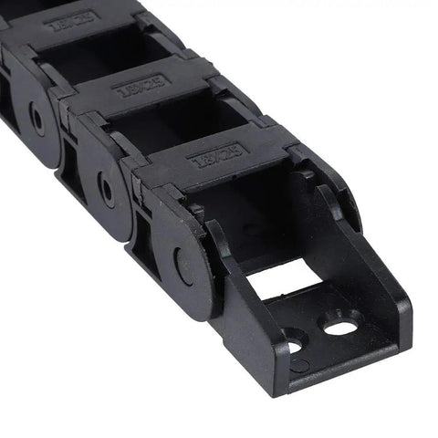 Close-up of Cable Drag Chain 1 Meter R38 Black Nylon Cable Carrier for 3D Printer and CNC Machines, showcasing end section