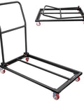 Heavy Duty Folding Chair Dolly Cart for 25 Chairs With 4 Casters, L Shape Flat Stacking Chair Rack, shown folded and open