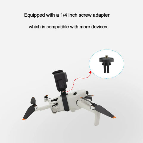 Top Mounted Camera Mount Adapter For DJI Mini 5 Pro And Mini 4 Pro Mini 3 Pro Osmo 360 Insta360 GO Ultra GO 3S on drone with screw