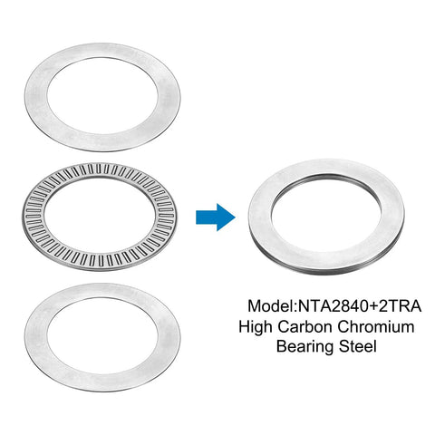 Beefy NTA2840 Thrust Needle Roller Bearing Set With Washers, 1-3/4 Inch ID, 2-1/2 Inch OD, 5/64 Inch Total Thickness, Chrome Steel Needle Rollers, 8 Pack Heavy Duty Bearings For Machinery And Equipment washers and needle roller bearing rings