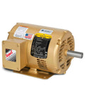 Side view of Baldor General Purpose Three Phase Open Drip Proof Foot Mounted Motor Three Quarter HP 1730 RPM 60 Hz 208 230 460V ODP Steel Frame 56