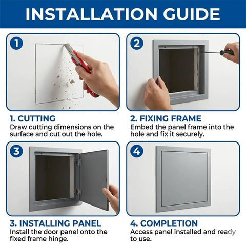 Installation guide steps for Top Shelf Heavy Duty Ceiling Access Panel For Drywall And Electrical Conduits With Sleek Aluminum Magnetic Latch Concealed Recessed Hatch Cover Plate White 18 By 24 Inch Flush Seam Design Quick Setup Zero Sweat Job.