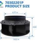 Blower Fan Assembly Replacement For Dryers 9.51 OD T45 Replaces 70302201 TU21755 with labeled dimensions