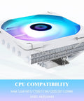 White ARGB Low Profile CPU Air Cooler With Six Copper Heat Pipes And A Quiet 120mm PWM Fan for AM4 AM5 Intel LGA setups