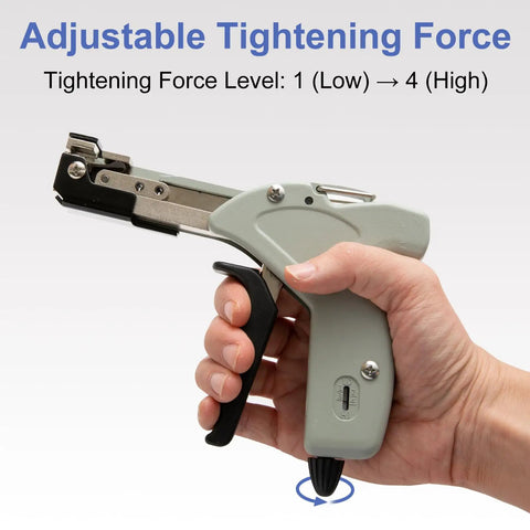 Smooth Operator Metal Zip Tie Cutter And Stainless Steel Cable Gun with adjustable tightening force settings for heavy duty tie wraps.