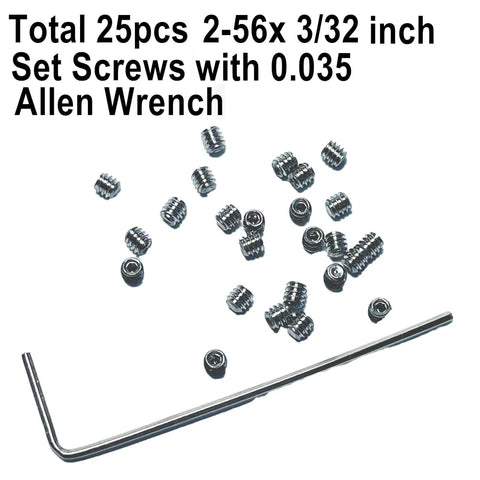 25 Pieces 2-56 X 3/32 Set Screws, 304 Stainless Steel Hex Socket Grub Screws, Allen Head, Includes 0.035 Inch Allen Wrench
