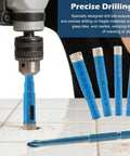 Diamond Drill Bit Set 9 Piece Blue Dry Diamond Bits For Porcelain Tile Ceramic Glass Granite Concrete Pro Grade Precision Drilling