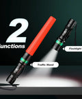 4 Pack 11 Inch LED Traffic Wand Baton With Orange Safety Cone Five Flashing Modes Lightweight Highly Visible Night Signal Light