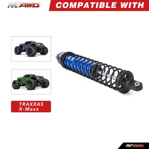 Xmaxx 8S 6mm Thick Shaft Upgraded Shock Absorbers With Beefed Up Dual Stage Springs 60 Percent Stiffer Front And Rear RC Dampers For Traxxas X Maxx 1 To 5 Scale Blue