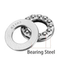 Front view of two silver thrust ball bearings in bearing steel, 17x30x9 mm, single row