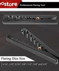 Wostore eccentric flaring tool set with seven dies and tube cutter; black metal, 3/16-3/4 in sizes for HVAC.
