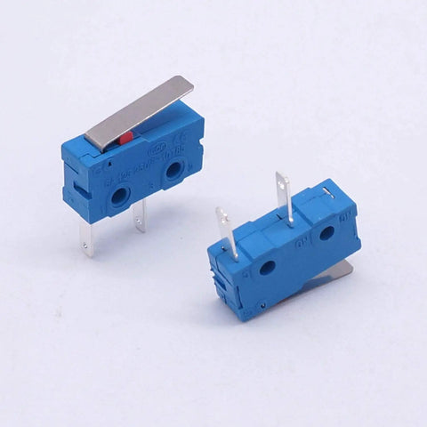 Workhorse 10 Pack 250V 5A Micro Switches 2 Pin 1NO Lever Tact Switches with 16mm Lever visible on white background