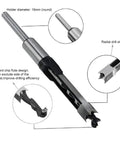 Built Tough Three Quarter Inch Square Hole Drill Bits Mortising Chisel Set Heavy Duty Bearing Steel With Sharp Cutting Edges detailed view of radial drill sleeve and chip flute design